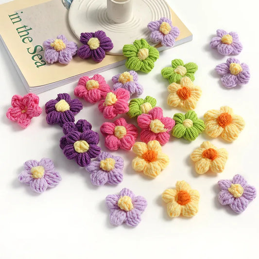 10/20pcs Aplicación de flores de lana de 4 cm para ropa de bricolaje zapatos de sombrero artesanías de costura de parches clips de cabello accesorios de decoración