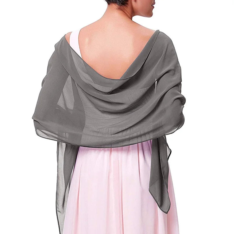 צבע אחיד קוריאני שקוף שיפון צעיף משי קיץ מגבת חוף מגבת קרינה נשים נשים לחתונה מפלגת ערב שמלת שמלת R21