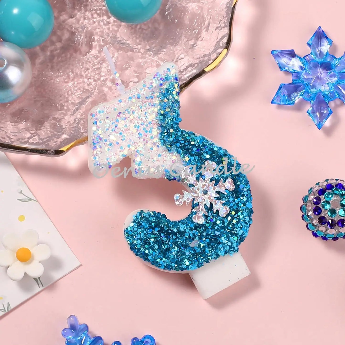 Karácsonyi lángtalan születésnapi fagyasztott gyertyák süteményekhez 0-9 számú hercegnő torta gyertya dekoráció dekoráció hópehely kék gyertyaállványok