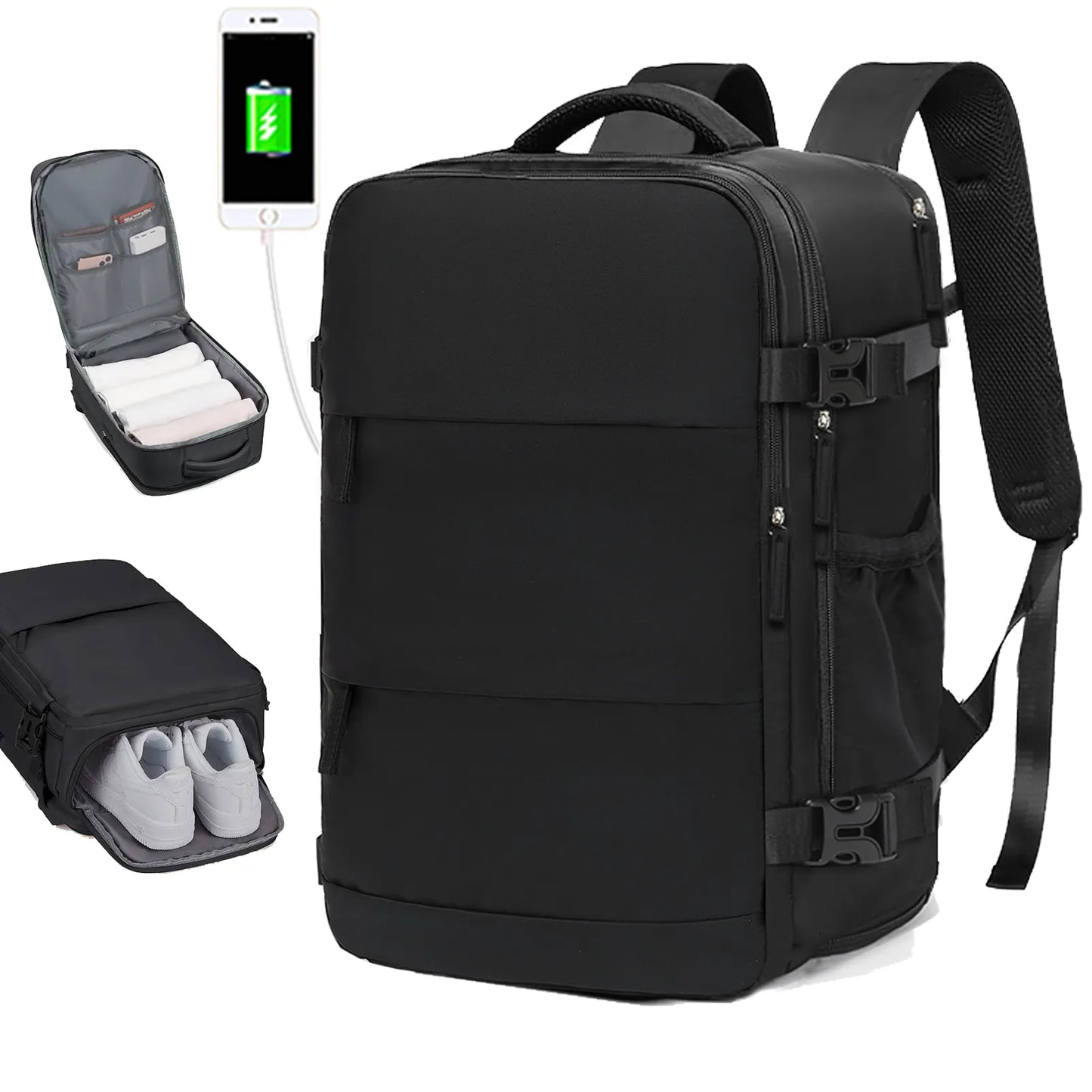 Męski plecak podróżny, linia lotnicza zatwierdzona wodoodporna 15,6-calowa laptopa dla kobiet, szkoła plecaka z przedziałem obuwniczym