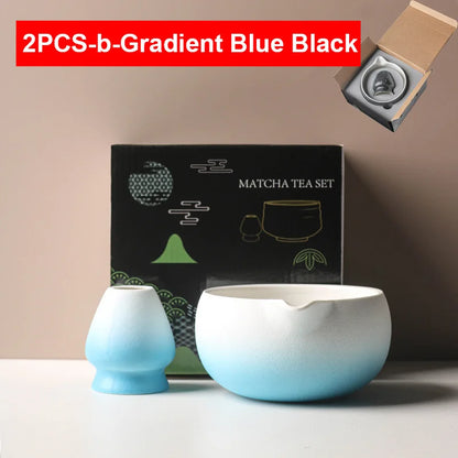 2 Pieces Traditional Japanese Matcha Bowl and Whisk Holder Tea Bowl with Pouring Spout for Office Table Tea Ceremony Party Gift