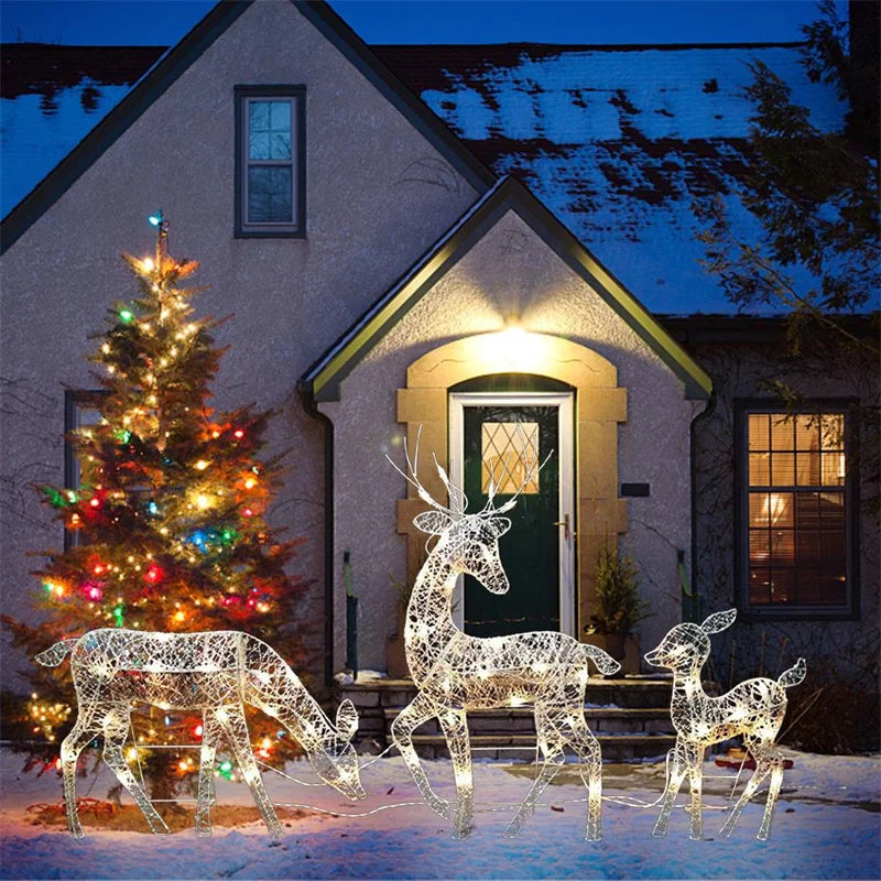Rautataiteen hirvipeurot Joulupuutarhan sisustus LED -kevyellä hehkuvalla kimaltelevalla porolla joulu kodin ulkopihan koristeinen sisustus