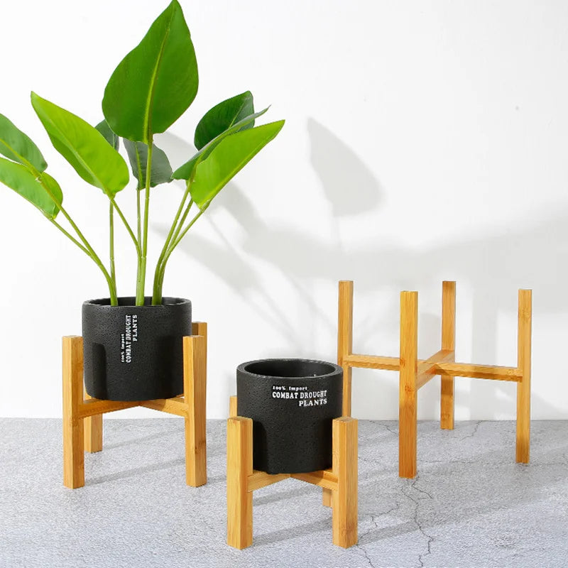 Lille holdbar træplanter potbakker blomsterpotte rack stærk fritstående bonsai Holder Home Garden Indoor Display Plant Stand