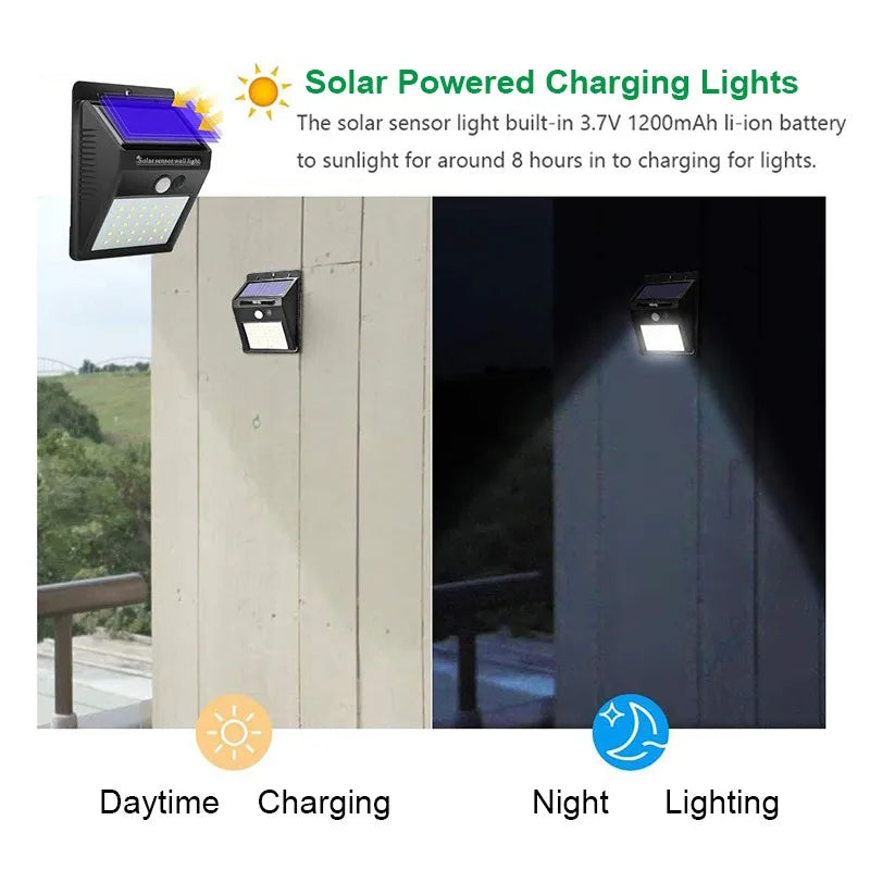 30 LED Solar Light PIR Motion Sensor Wandlicht buiten Solar Lamp Waterdichte zonne -energie Powered Sunlight Street Lamp Garden Decor