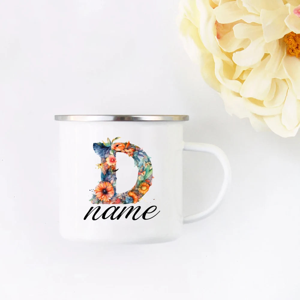 Personalized Floral Initial Name Cup Custom NameTea Coffee Hot Chocolate Mug Bride Bridesmaid Mothers Day Gift for Her