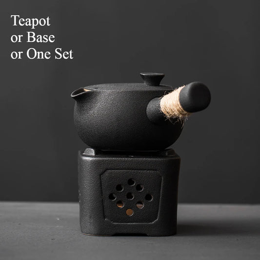 Japanese Style Rough Pottery Side Handle Teapot Large Capacity Portable Tea Pot with Handle Handmade Teaware Kung Fu Tea Sets
