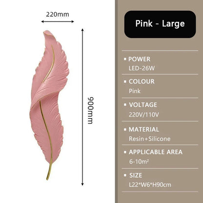 Nordic LED Feather Wall Lamp Creative Bedroom Bedside Living Room Background Home Light Resin Aisle Staircase Decor Wall Lamp