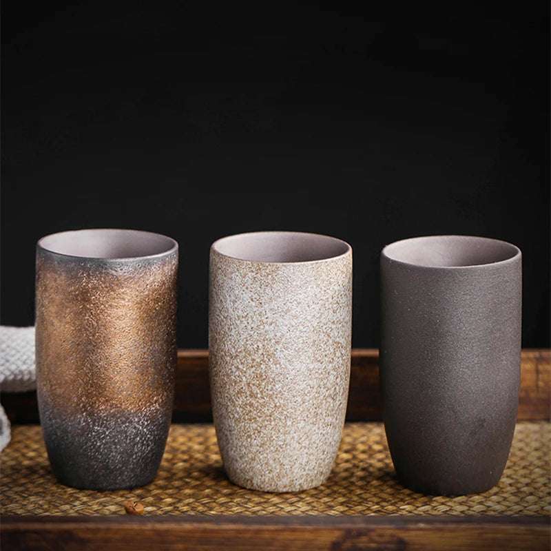 230ML Japanese Retro Coffee Cups Ceramic Household Coffee Mug Vintage Creative Water Tea Cup Restaurant Office Drinkware