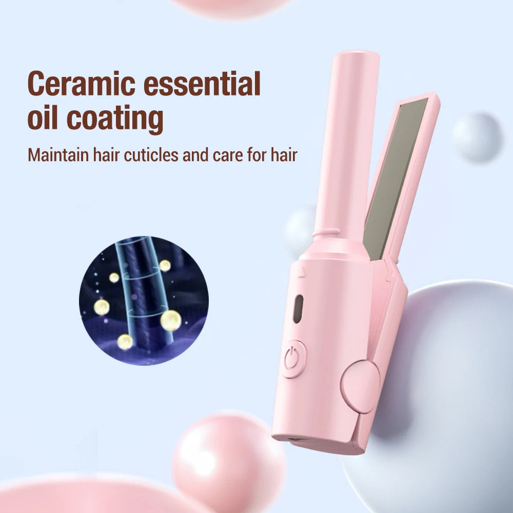 Professional Hair Straightener Curler Comb USB Connect Fast Heating Negative Ion Straighten Comb Styling for Home Travel Women