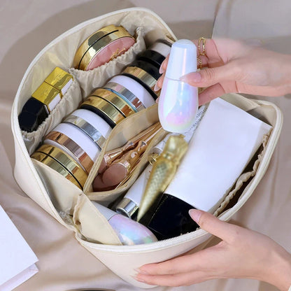 Kosmetiske vesker for kvinner elegant PU-lær sminke poser reisetoalettsaker arrangør lagring hangbag koreansk bære-på sminke