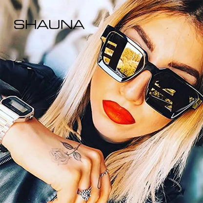 SHAUNA Ins نظارة شمسية مربعة رائجة للنساء بتصميم كلاسيكي للرجال، ظلال ملونة UV400