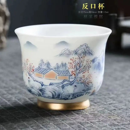 China Ceramic Unusual Glaze Jingdezhen Porcelain Cup Glaze Aesthetic For Kung Fu Puer Oolong Tieguanyin Flower Tea Ceremony