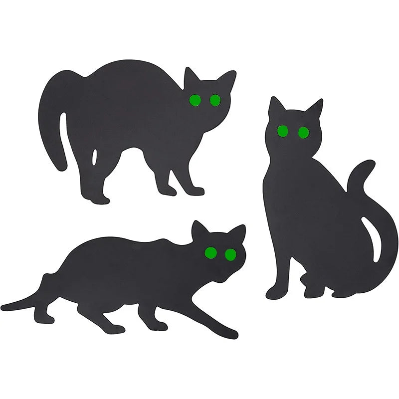 3pcs simulation de décoration de chat noir carte à thème Halloween Carte à thème extérieur jardin décor