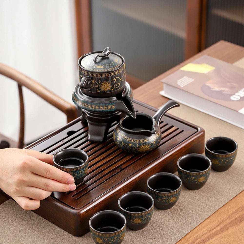 Chinese Tea Set Ceramic Kungfu Tea Set With Pattern Tea Pot And Cup Kit Multifunctional Travel Teapot Gift For Friends Family