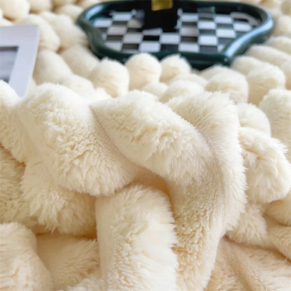 Nieuwe kunstmatige konijn pluche herfst warme dekens voor bedden zachte koraal fleece bank gooi deken comfortabel dikker laken