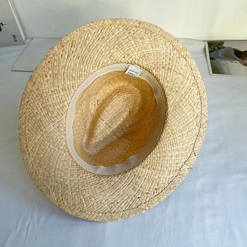 2023 Ny firma Bredt Brim Women's Straw Hat Pretty Twisted Woven Panama Hat Wide Brim Kentucky Derby Beach Summer Sun Hat Harley