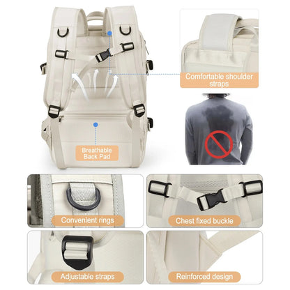 Likros Travel -Rucksack für Frauen Erweiterbares Weekender Wanderlaptop -Rucksack mit USB -Anschluss großer wasserdichtes 40L -Männer -Rucksack für Männer