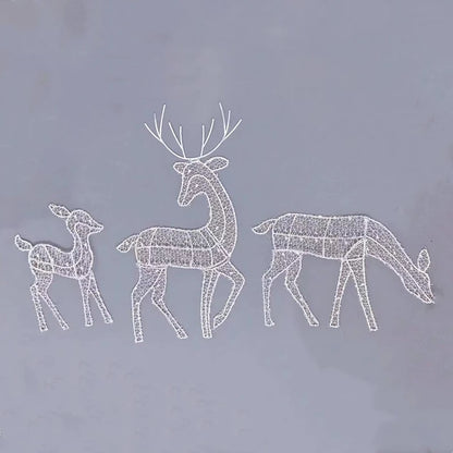 Iron Art Elk Deer Christmas Garden Decoration com LED Light Glitter Glitter Rena.