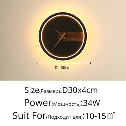 Modern LED Clock Wall Lamps For Bedside Corridor Aisle Hotel Living Room Foyer Kitchen Porch Lights Luminaria Indoor Lighting