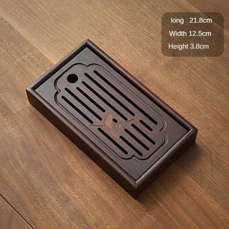 Japanese Portable Tea Serving Tray Travel Zen Mini Bamboo Tea Tray Wooden Small-scale Drainage Outdoors Exquisite Board Set