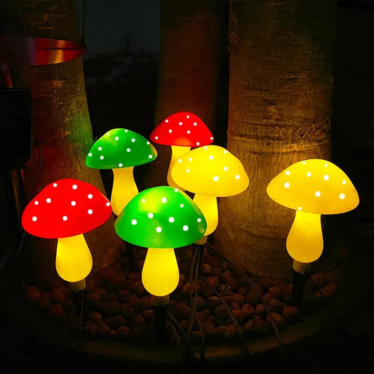 Jardín de luz solar Decoración al aire libre 8 modos Ruta de la lámpara de hongos impermeables