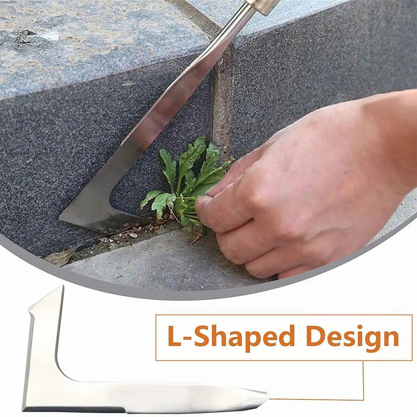 L Shaped Hand Crevice Weeder Root Remover Tool Outdoor Weeder Portable Weed Puller Handled Up Manual Stainless Steel Garden Tool