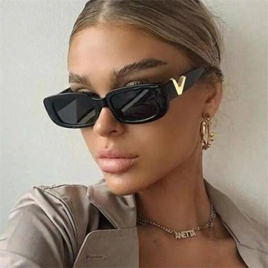 Retro -Rechteck -Sonnenbrille Frauen Marke Designer Vintage Small Bream Sun Gläses Damen Klassische schwarze Quadrate Oculos de Sol