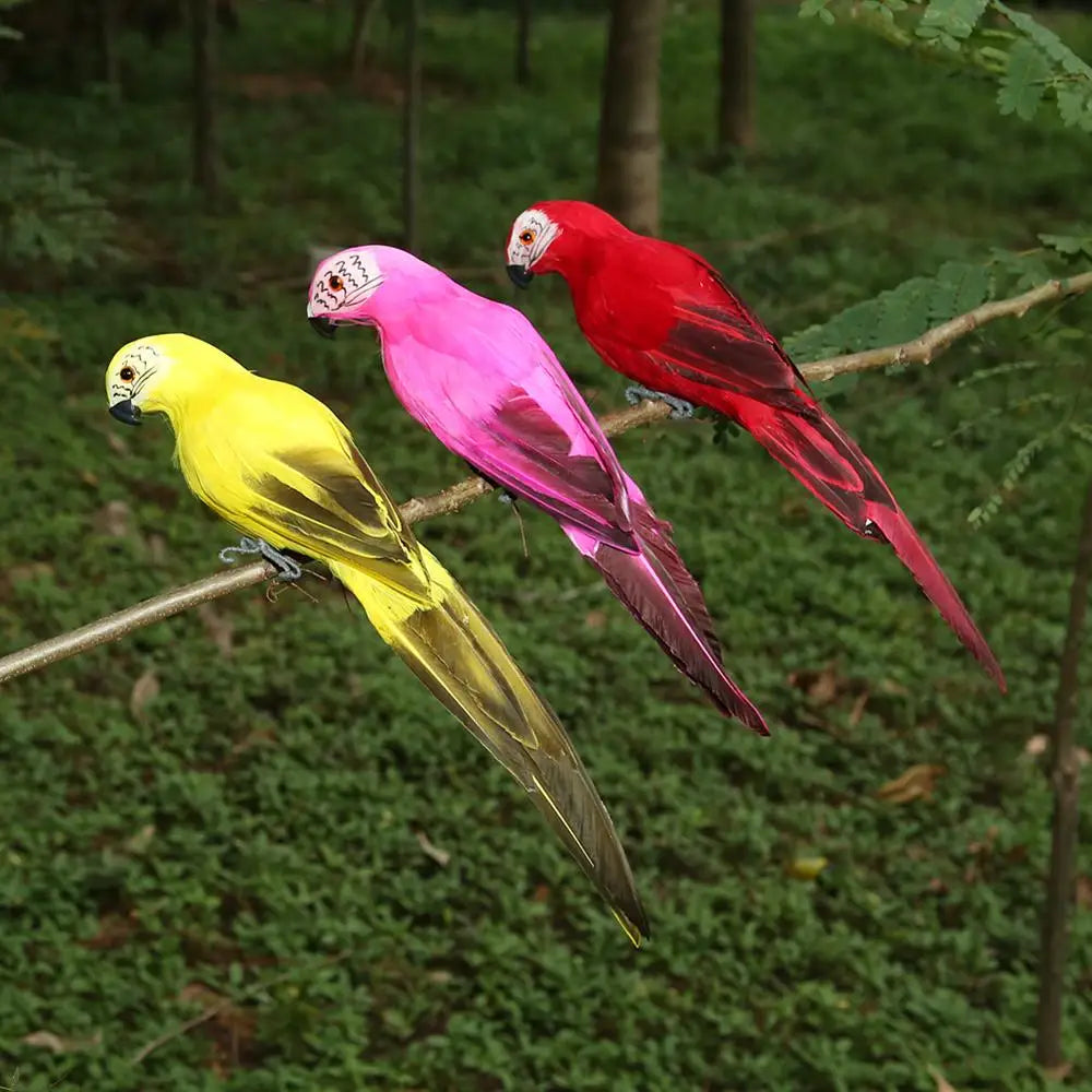 28 cm de espuma hecha a mano Feather de loro artificial imitación modelo de pájaro figurado de espuma pájaros loro decoración del jardín del hogar adorno