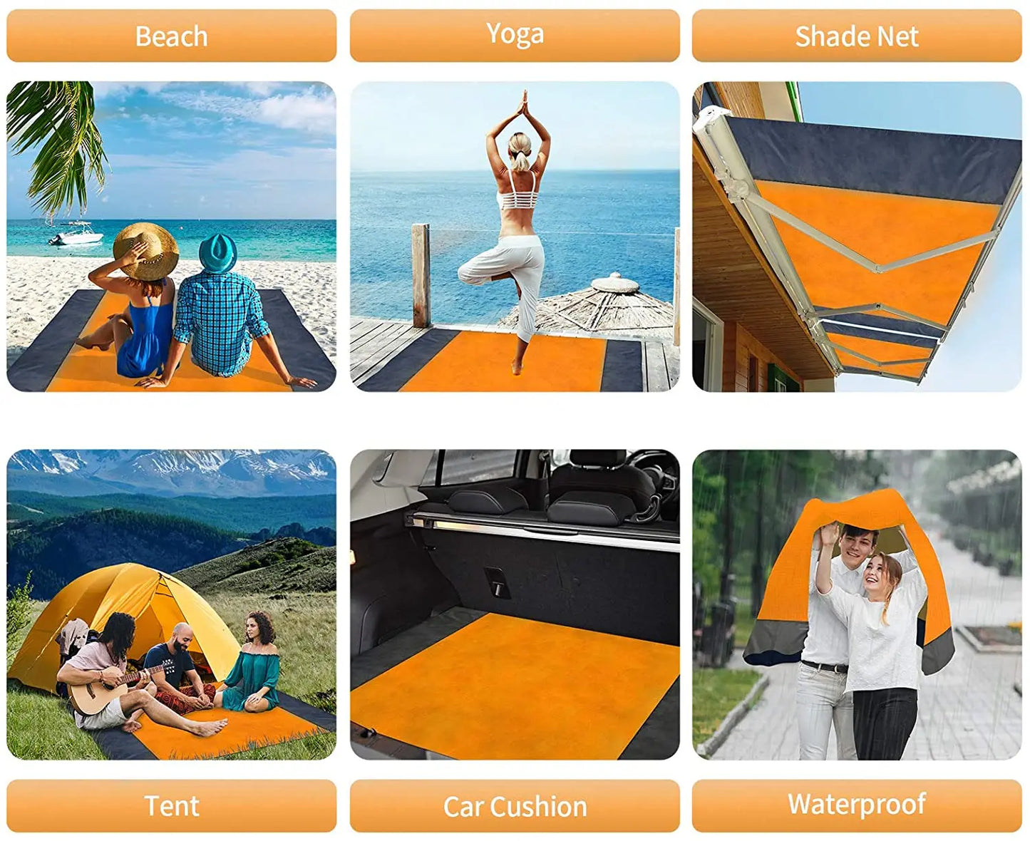 200 × 210 vanntett lomme strandteppe Folding camping matte madrass bærbar lettvektsmatte utendørs piknik matte sandstrandsmatte