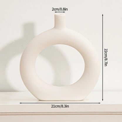 White Ceramic Vase Modern Decorative Vase for Pampas Grass Minimalist Flower Vases for Centerpiece Wedding Office Home Decor