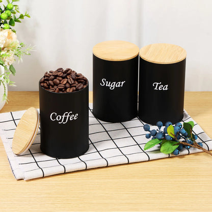 3Pcs Coffee Bean Storage Canisters Tea Sugar Vacuum Sealed Jars Iron Canisters Heat Kitchen Cream Can Airtight Lid 1L