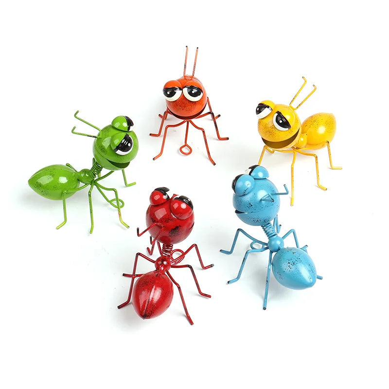 4 Colors Patio Craft Yard Outdoor Garden Cute Insect Hanging Home Decor Gift Ornament Metal Ant Living Room Wall Art Sculptures
