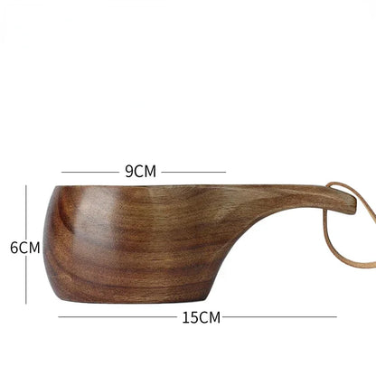 Natural Solid Wood Finnish Cup Outdoor Camping Mug Natural Acacia Wooden Tea Cup Milk Tea Wine Cup Portable Anti Scalding