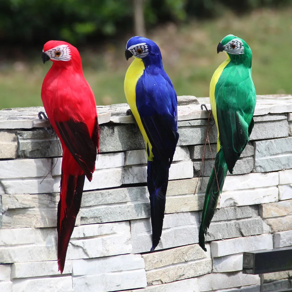 25cm de espuma hecha a mano Feather artificial imitación modelo de aves figuritas de espuma pájaros loro decoración del jardín del hogar adorno