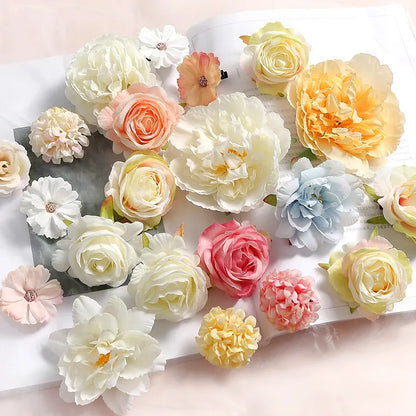 20/14pcs/lot flori artificiale mixte mătase trandafir flori false pentru decorațiuni de casă decorare nuntă DIY Craft Garland Accesorii cadou