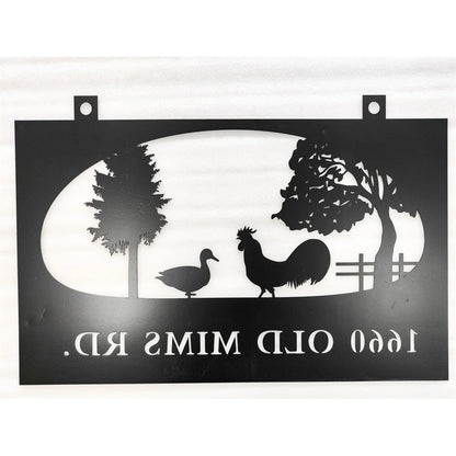 Personalizirani metal pileći poljoprivredni znak prilagođena adresa crna ploča za poklon za seoske kuće