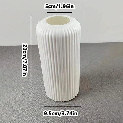 Striped Ceramic-Like Plastic Vase for Flowers Decorative Floral Arrangement Display Creative Little Flower Vase Home Decoration