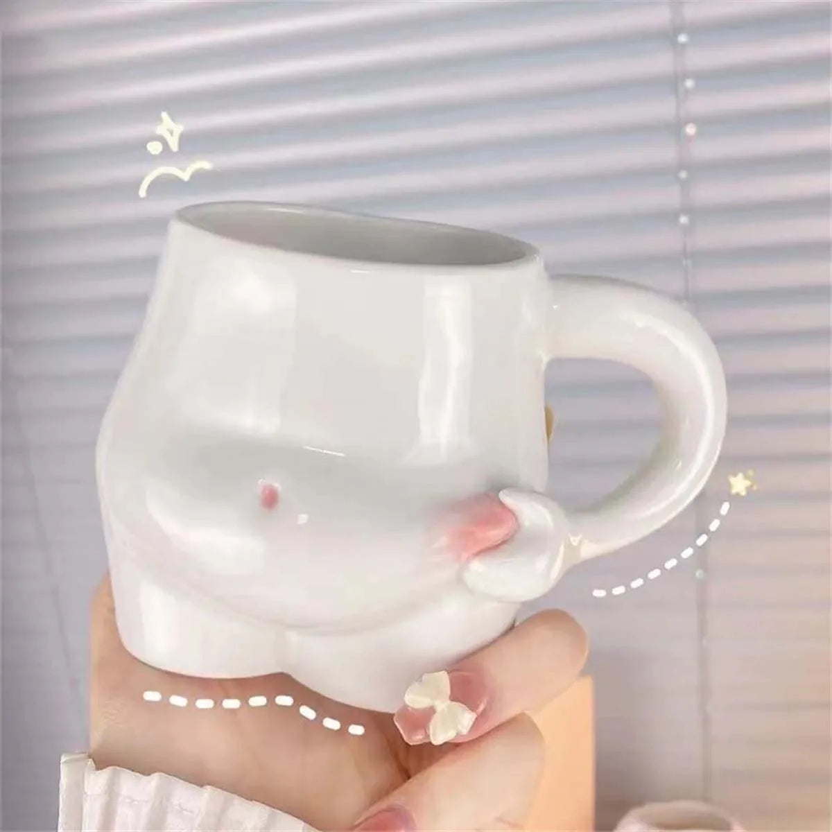 European 320ml Ceramic Cup Cute Belly Cup Coffee Cup Set Creative Art Milk Cup Modern Living Room Home Decoration Accessories