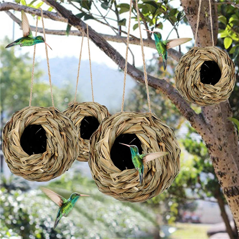 Fugler reir fuglebur naturlig siv gress sfærisk kolibri rede utendørs dekorativ vevet hengende fugl rede hus dyktig