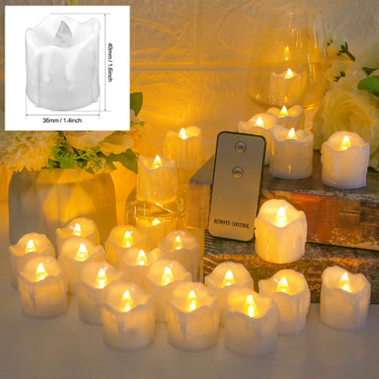 24pc migoczące świece LED Tealights Bez-Remote/zdalne sterowanie świece bez flwimijble z baterią na wesele domowe dekory świąteczne