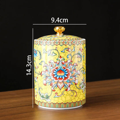 European Ceramic Storage Jar Enamel Decorative Kitchen Cereal Dispenser Coffee Table Desktop Tea Canister Living Room Candy Jars