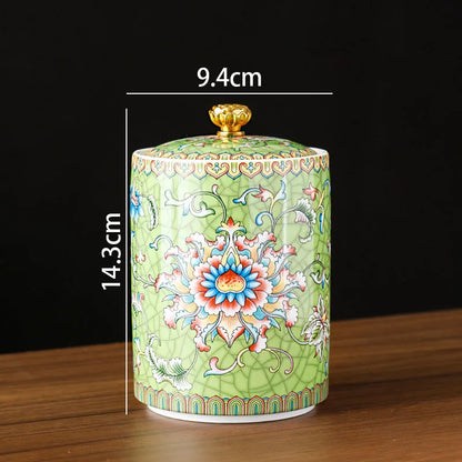 European Ceramic Storage Jar Enamel Decorative Kitchen Cereal Dispenser Coffee Table Desktop Tea Canister Living Room Candy Jars
