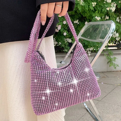 Fashion Rhinestone Shiny Handbag Women Sparkling Evening Clutch Tote Purse Bags Luxury Design Causal Handbag Ladies Shoulder Bag