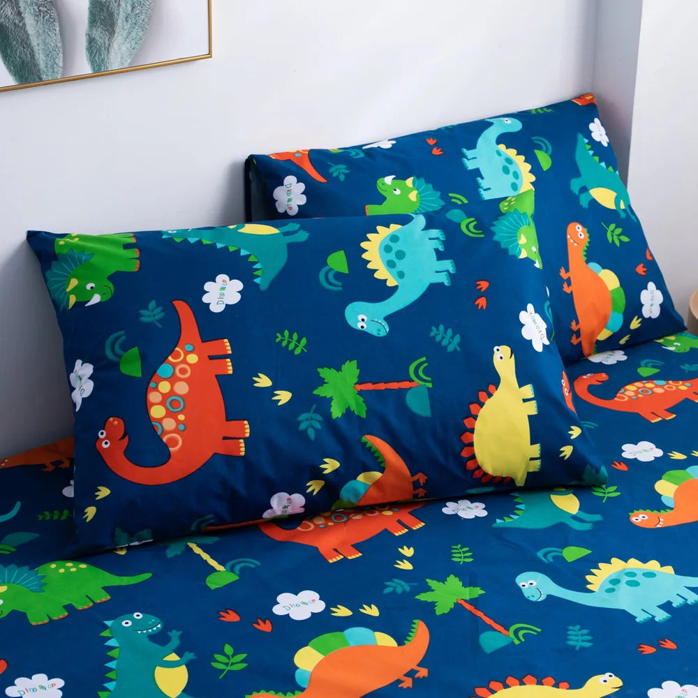 Cartoon Dinosaur impermeável lençol em casa Capa Sabana Summer Spring Capas de colchão de inverno com elástico (sem fronha)