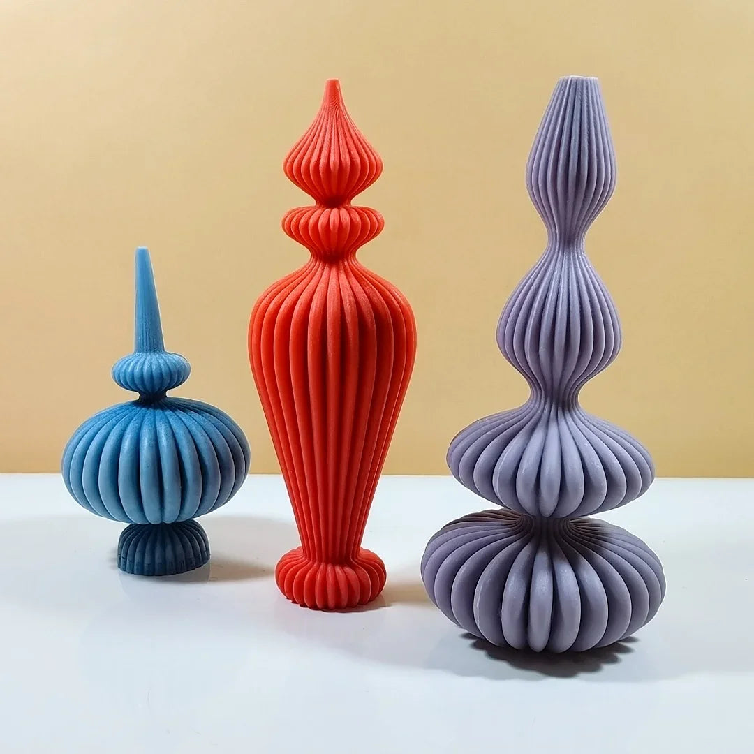 8-36 cm di grande vaso a forma di vaso a forma di candela silicone a strisce romano a strisce candela silicone tavolo da tavolo da tavolo a forma di resina stampo gypsum stampo