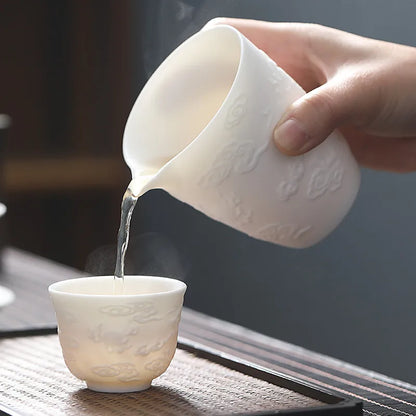 Boutique Ceramic High Capacity Gaiwan Handmade Three-dimensional Relief Tea Cup Chinese Tea Bowl Tea Set Accessories Master Cup