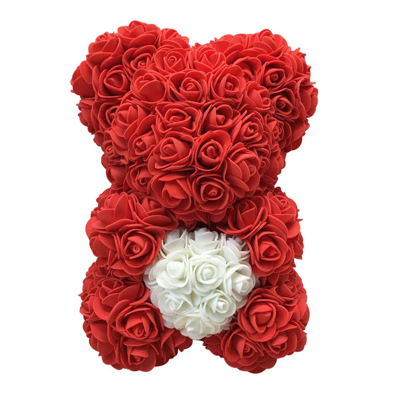 Dhurata e Ditës së Shën Valentinit 25 cm trëndafili arush pelushi nga lulet ariu me lule ariu i kuq i trëndafilit