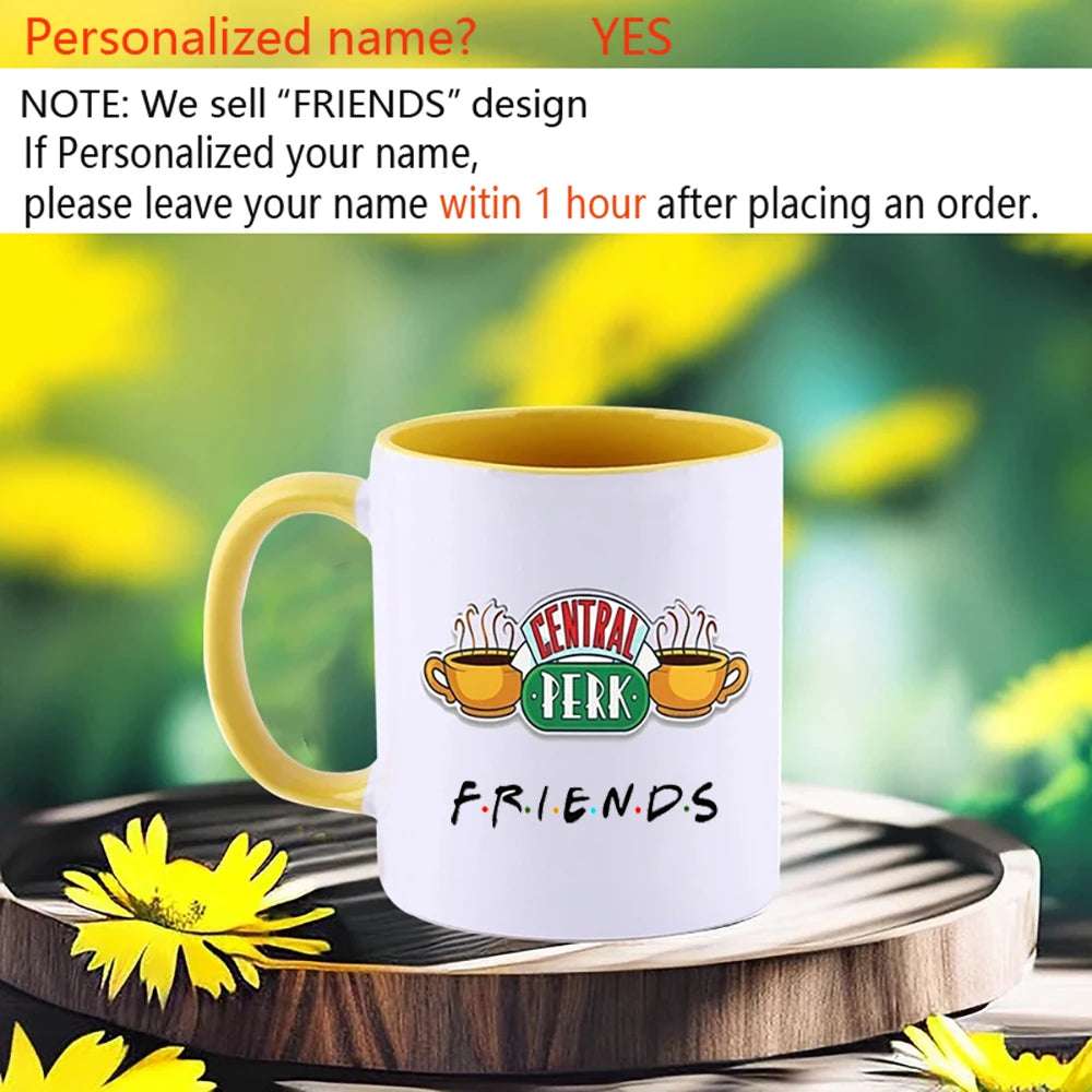 Personalized Name Mug Central Perk Design Coffee Mug  Custom Tea Cup Chocolate Milk Beer Mugs Lovers Friends Gifts Dropshipping