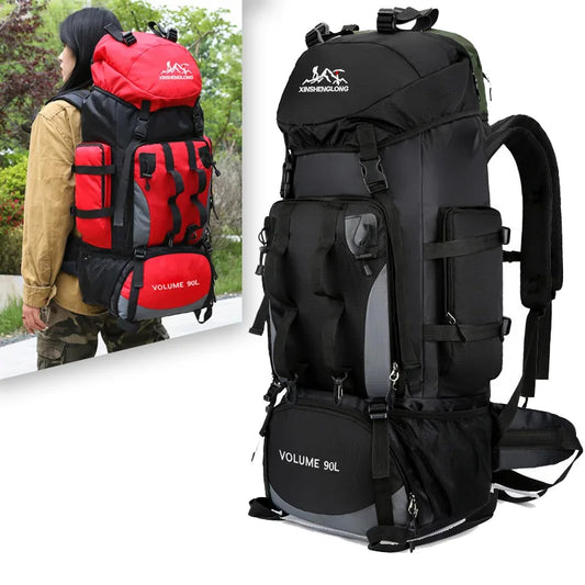Backpack da campeggio da campeggio da 90 litri con zaino da trekking di zaino di grande capacità da viaggio per viaggi sportivi da campeggio per campeggio uomini
