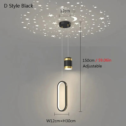 Starry Sky Projection Style Circular Led Pendant Light Living Room Dining Room Bedroom Cafe Indoor Lighting Decoration